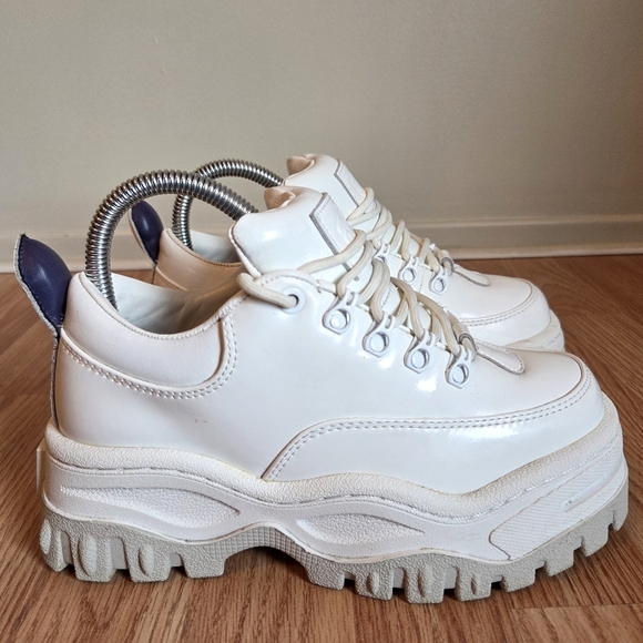 Eytys Angel Patent Leather White Chunky Platform Low Top Sneaker in White Sz 6 - Picture 11 of 16